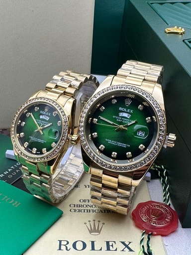 ROLEX OYSTER PERPECTUAL DAY - DATE GOLD_GREEN WATCH