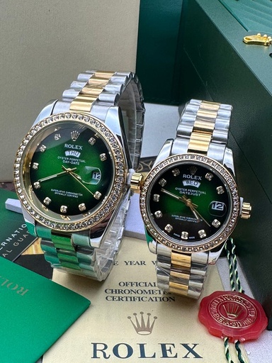 ROLEX OYSTER PERPECTUAL DAY - DATE / SILVER_GREEN_GOLD                        WATCH