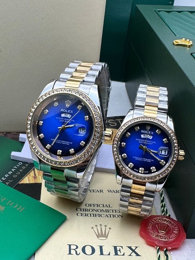 ROLEX OYSTER PERPECTUAL DAY - DATE SILVER_BLUE EDITION WATCH